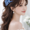 Matte Blue Floral Hair Claw Clip