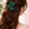 Matte Green Cherry Hair Claw Clip