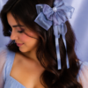 Grey Grace Heart Bow Clip