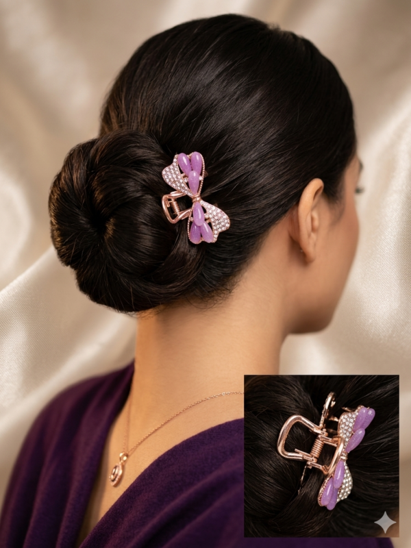Elegant Purple Crystal Butterfly Hair Claw Clip