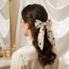 White Heart & Pearl Organza Bow