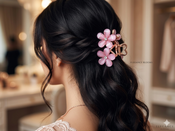 Blossom Glow Pink Floral Hair Clutch