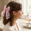 Blush Heart & Pearl Organza Bow