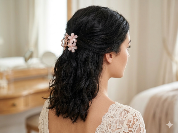 Blush Bloom Floral Hair Claw Clip