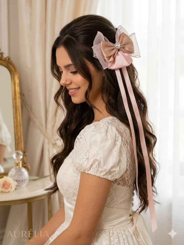 Peach Blossom Bow Clip