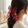 Red Heart With Pearl Organza Bow