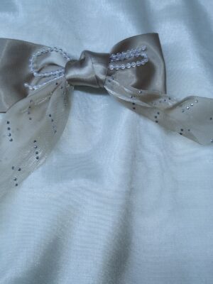 Elegant Satin Bow Hair Clip – Champagne Beige