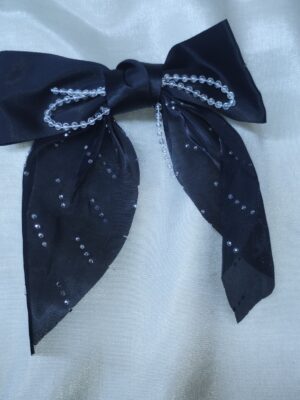 Elegant Satin Bow Hair Clip – Classic Black