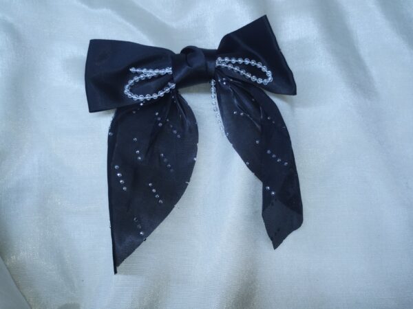 Elegant Satin Bow Hair Clip – Classic Black