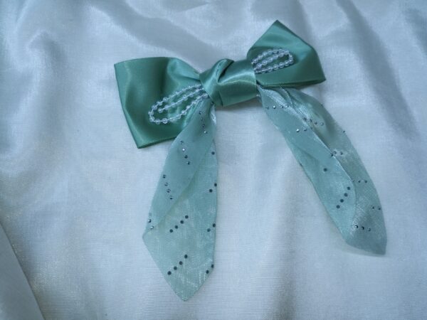 Elegant Pearl-Embellished Satin Bow