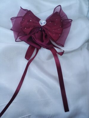 Ruby Elegance Heart Bow Clip