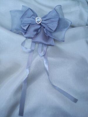 Grey Grace Heart Bow Clip