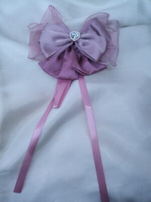 Blush Glow Heart Bow Clip