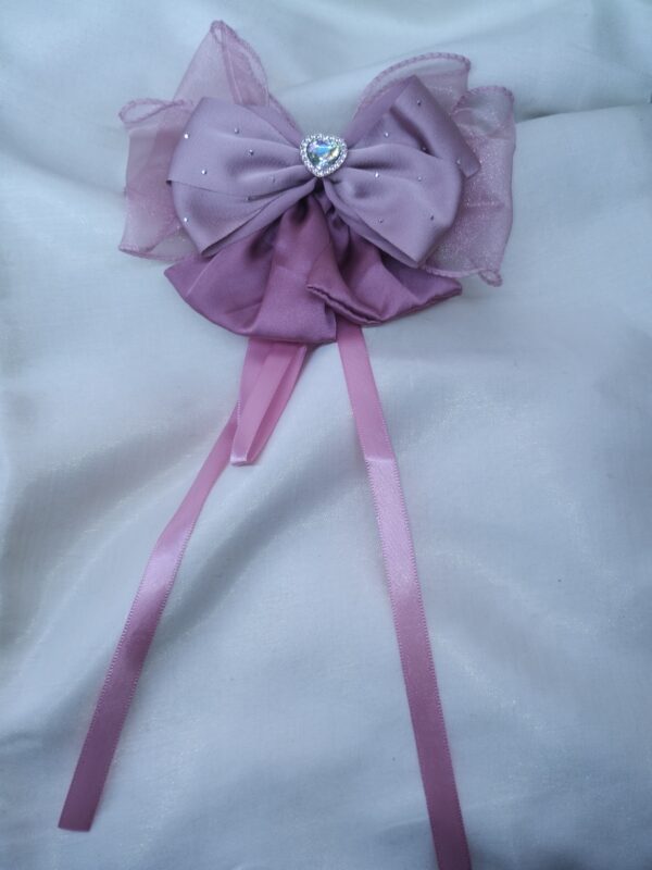 Blush Glow Heart Bow Clip