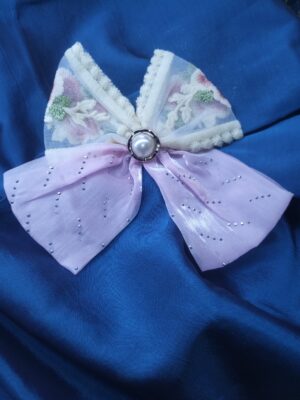 Elegant Pearl Lace Bow Hair Clip