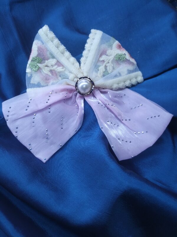 Elegant Pearl Lace Bow Hair Clip