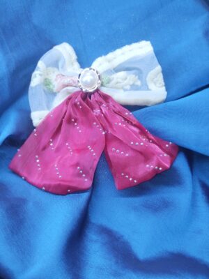Blush Pearl Lace Bow Hair Clip