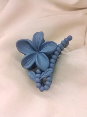 Matte Blue Floral Hair Claw Clip