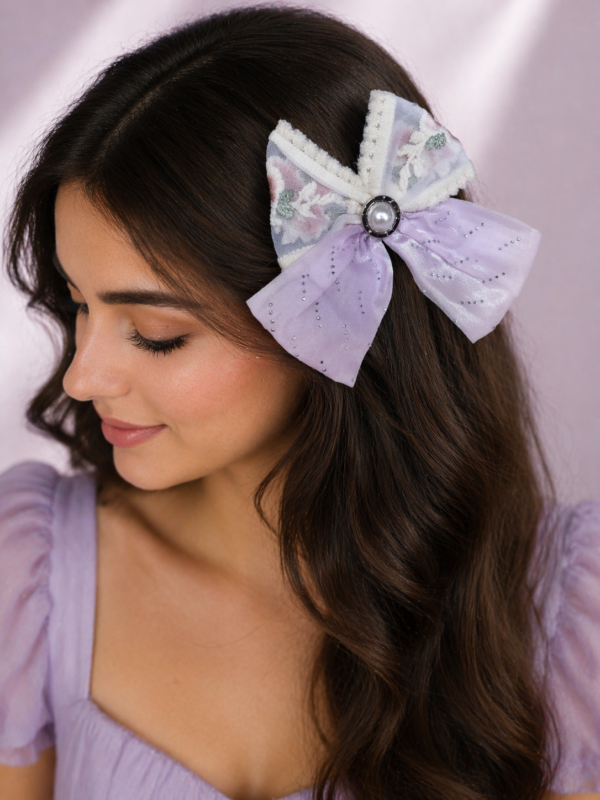 Elegant Pearl Lace Bow Hair Clip