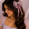 Blush Glow Heart Bow Clip
