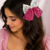 Blush Pearl Lace Bow Hair Clip