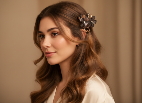 Midnight Bloom Floral Hair Clutch