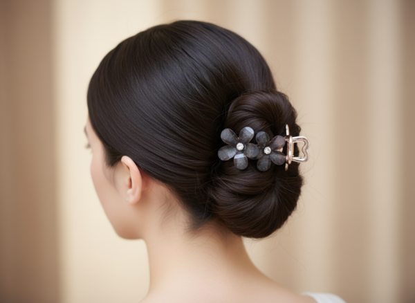 Midnight Bloom Floral Hair Clutch