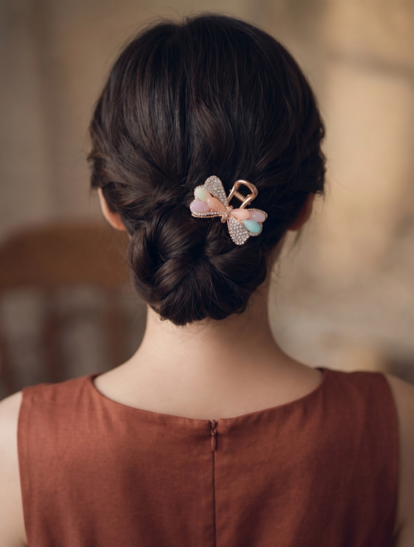 Pastel Crystal Butterfly Hair Claw Clip