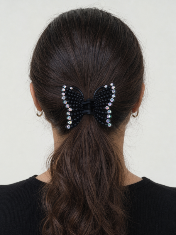 Elegant Midnight Butterfly Hair Clip