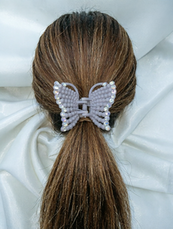 Misty Grey Butterfly Hair Claw