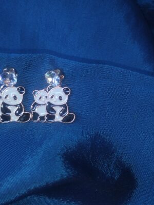 Cute Panda Crystal Stud Earrings for Kids