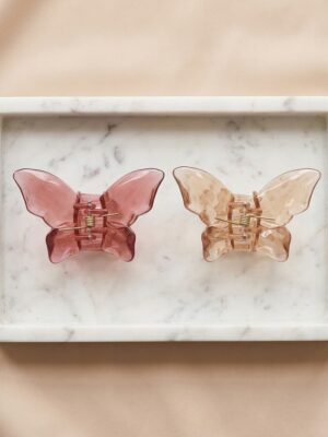 BP Drark brown with light brown Classic Butterfly Hair Claw Clip - 1 Pair