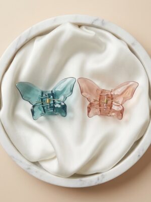 BP gree with light brown Classic Butterfly Hair Claw Clip - 1 Pair