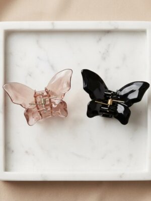 BP light brown with Black Classic Butterfly Hair Claw Clip - 1 Pair