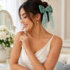Elegant Pearl-Embellished Satin Bow