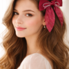 Elegant Pearl-Embellished Satin Bow - 1 Pair
