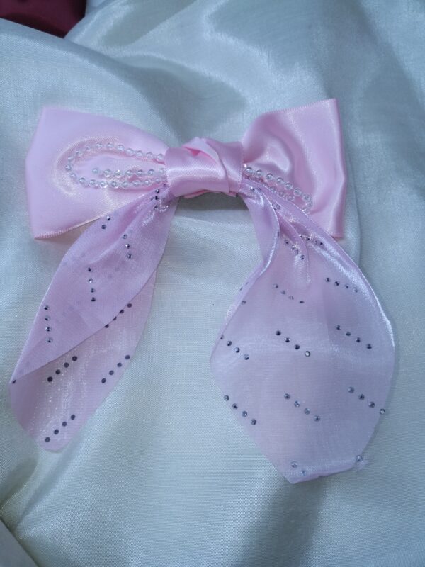 Elegant Pearl-Embellished Satin Bow -1 Pair