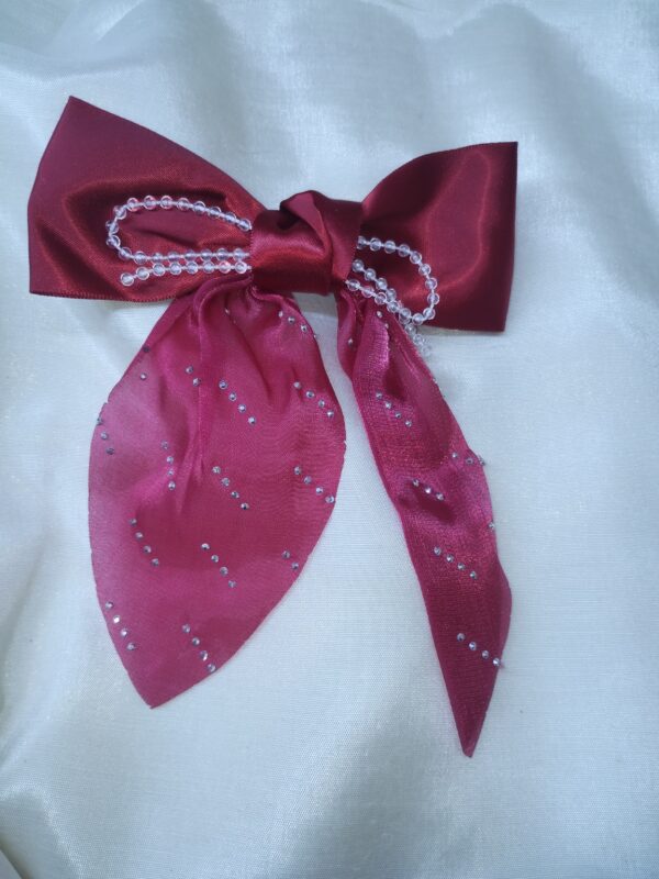 Elegant Pearl-Embellished Satin Bow - 1 Pair
