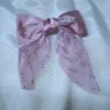 Elegant Pearl-Embellished Satin Bow