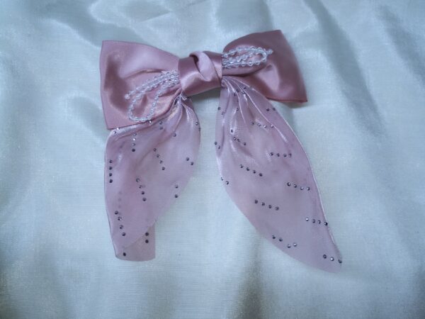 Elegant Pearl-Embellished Satin Bow