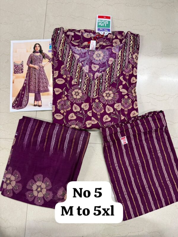 WhatsApp Image 2026-08-05 at 3.50.55 PM Women's Premium Cotton Stitched 3-Piece Anarkali Suit Set – Purple Floral Print | Kurta, Pant & Dupatta