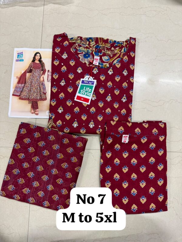 WhatsApp Image 2026-08-05 at 3.50.56 PM (1) Women's Premium Cotton Stitched 3-Piece Anarkali Suit Set – Maroon Printed | Kurta, Pant & Dupatta