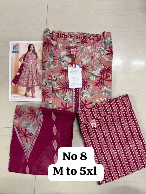 WhatsApp Image 2026-08-05 at 3.50.56 PM (2) Women's Premium Cotton Stitched 3-Piece Anarkali Suit Set – Dusty Pink Floral Print | Kurta, Pant & Dupatta