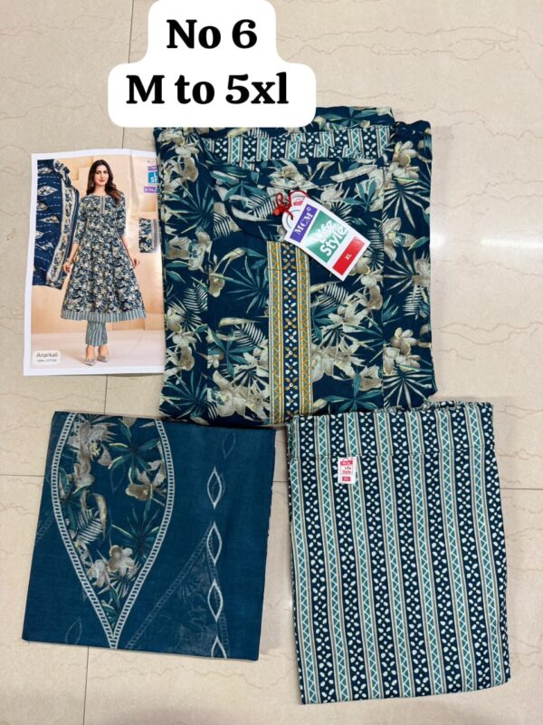 WhatsApp Image 2026-08-05 at 3.50.56 PM Women's Premium Cotton Stitched 3-Piece Anarkali Suit Set – Teal Blue Floral Print | Kurta, Pant & Dupatta