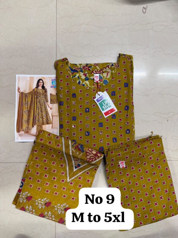WhatsApp Image 2026-08-05 at 3.50.57 PM Women's Premium Cotton Stitched 3-Piece Anarkali Suit Set – Mustard Yellow Printed | Kurta, Pant & Dupatta