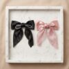 Pearl & Crystal Embellished Satin Bow -  1 Pair