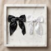 Elegant Pearl-Embellished Satin Bow - 1 Pair