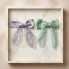 Elegant Pearl-Embellished Satin Bow - 1 Pair