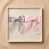 Elegant Pearl-Embellished Satin Bow -1 Pair