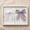 Elegant Pearl-Embellished Satin Bow - 1 Pair
